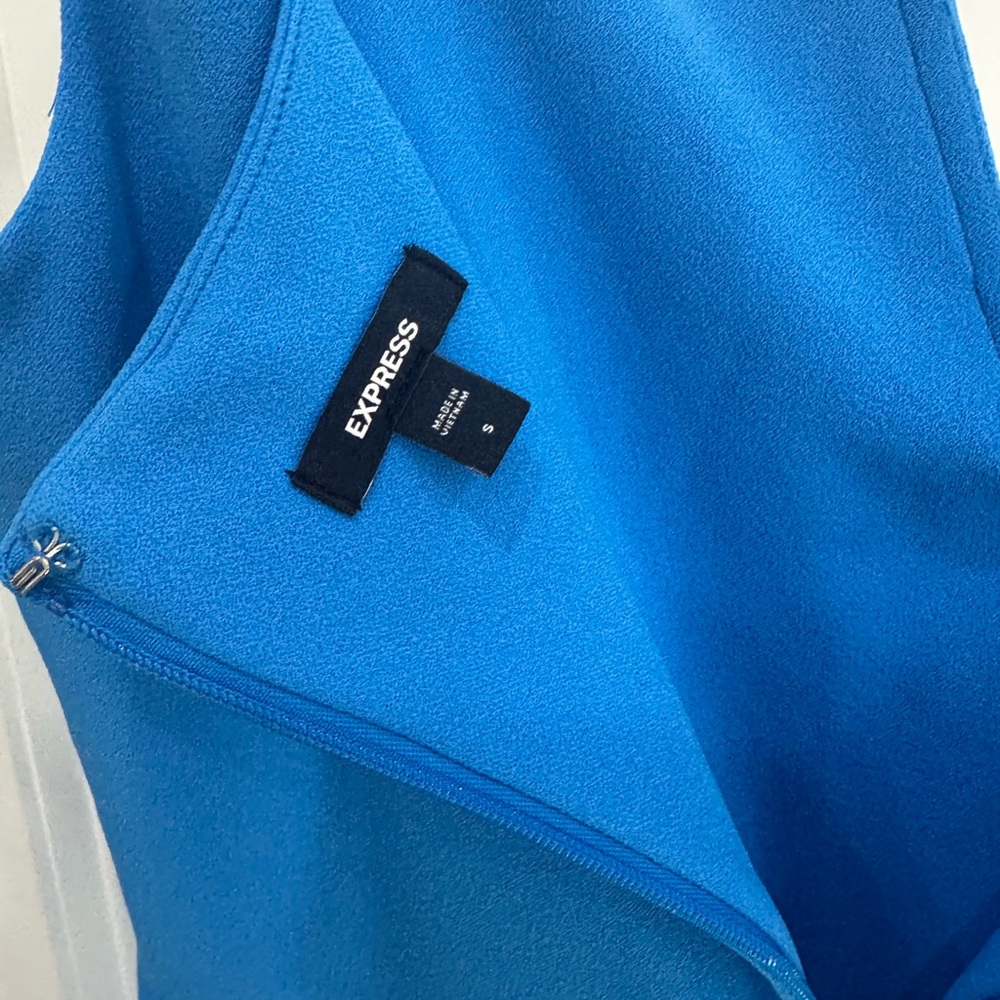 💙Express Cobalt Blue💙Wide Leg Jumpsuit Small V Neck Sleeveless - Picture 4 of 4